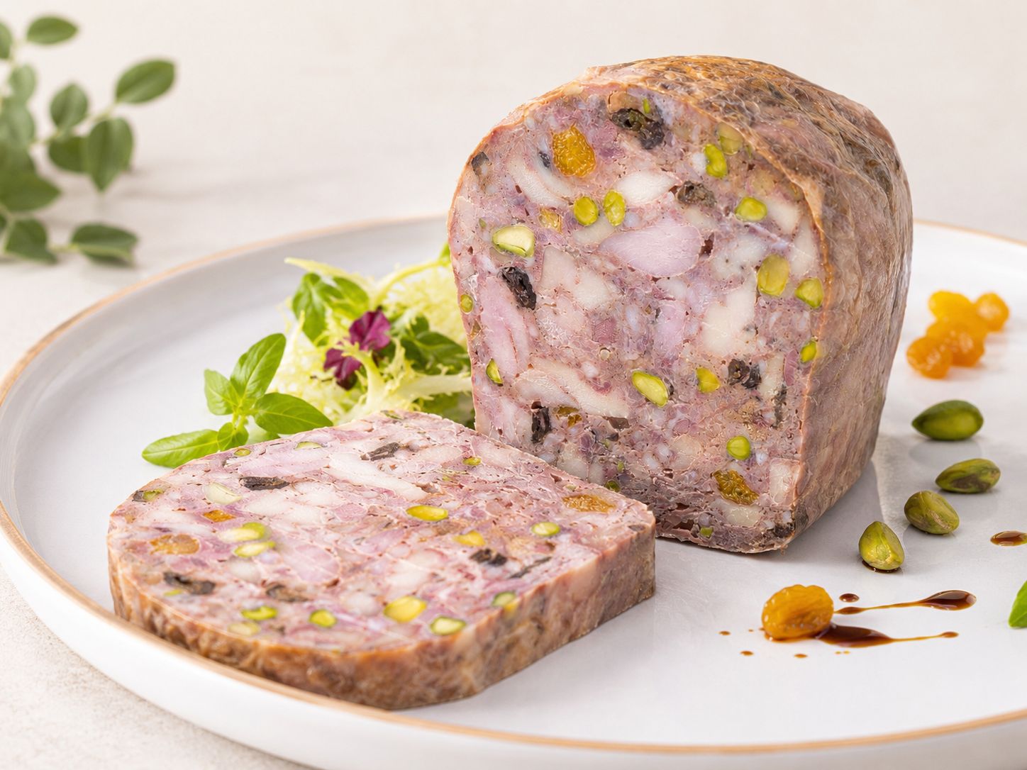 Terrine de volaille à la verveine et fruits secs